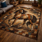 Wild Patchwork Stallion area rug in a living room