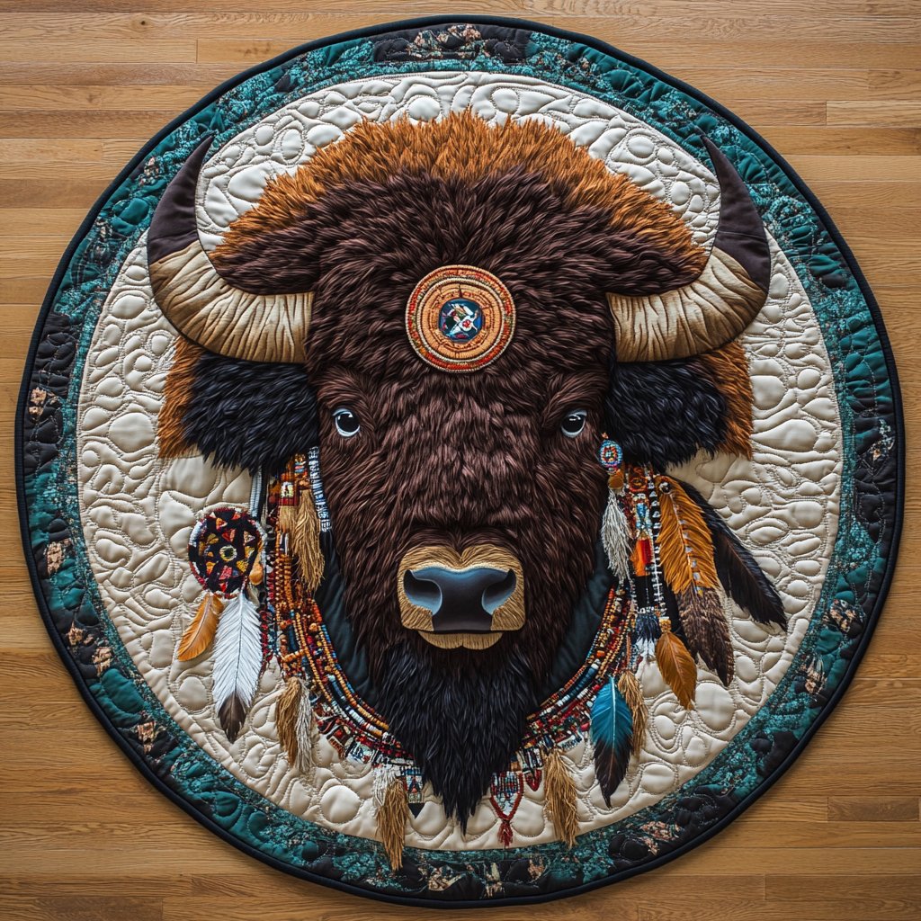 Wild Plains Round Mat Rug - washable non-slip printed rug