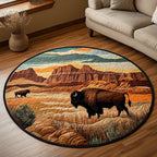 Wild Prairie Round Mat Rug - washable non-slip printed rug