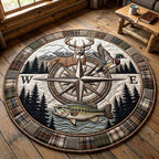 Wild Pursuit (Design 2) Round Mat Rug - washable non-slip printed rug