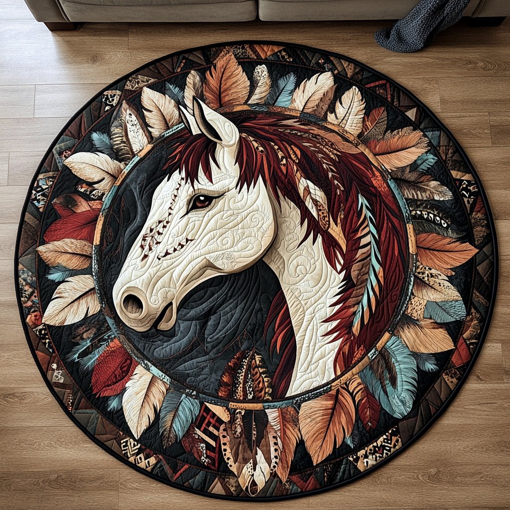 Wild Spirit Round Mat Rug - washable non-slip printed rug