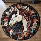 Wild Spirit Round Mat Rug - washable non-slip printed rug