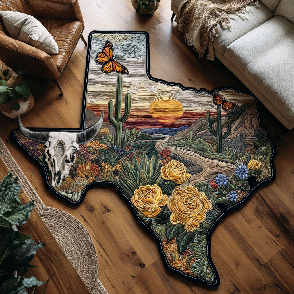 Wild Texas Custom Shape Area Rug - Nature Design | Die-Cut Non-Slip Rug - washable non-slip printed rug