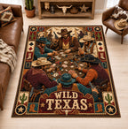 Wild Texas Poker area rug in a living room
