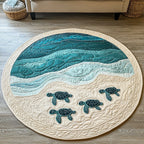 Wild Turtle Round Mat Rug - washable non-slip printed rug