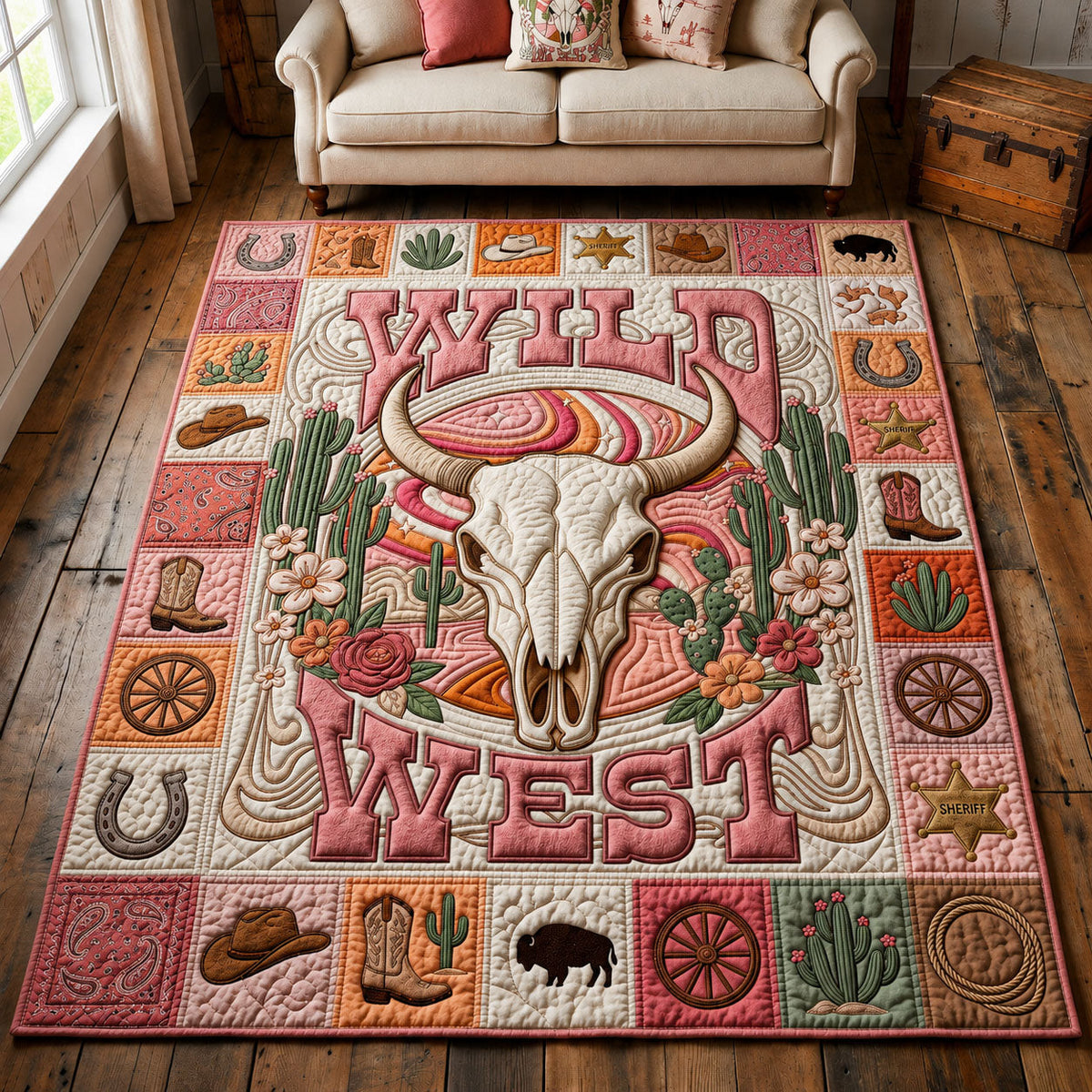 Wild West area rug in a living room
