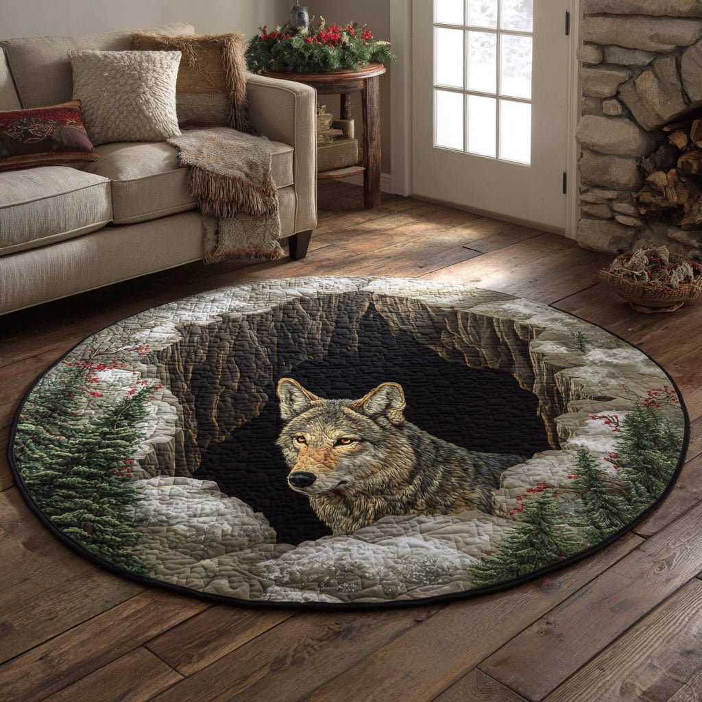 Wild Wolf Spirit Round Mat Rug - washable non-slip printed rug