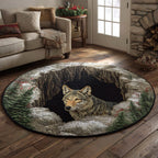 Wild Wolf Spirit Round Mat Rug - washable non-slip printed rug