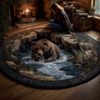 Wilderness Bear Round Mat Rug - Cute Pet Design | Animal Printed Home Decor