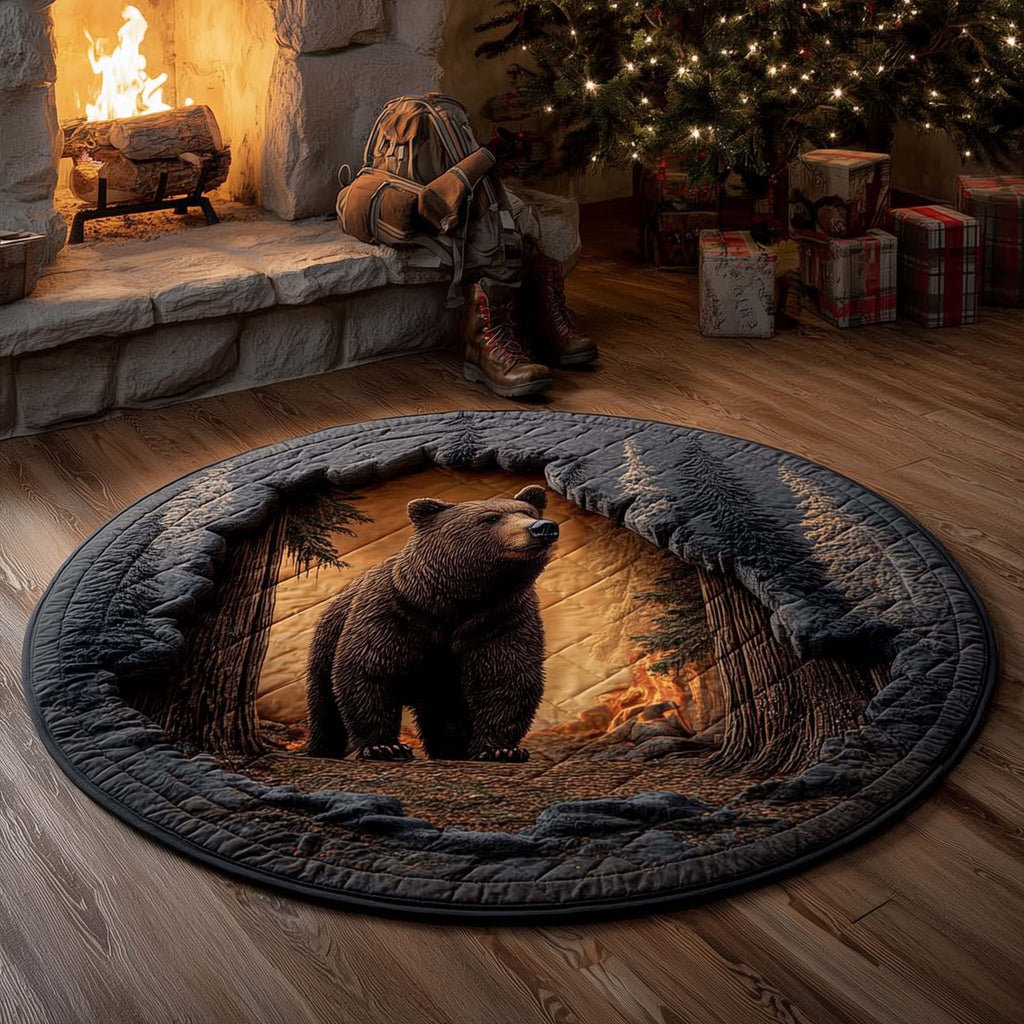 Wilderness Bear Round Mat Rug - Cute Pet Design | Animal Printed Home Decor