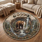 Wilderness Bear Round Mat Rug - Cute Pet Design | Animal Printed Home Decor