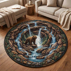 Wilderness Bear Round Mat Rug - washable non-slip printed rug