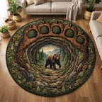 Wilderness Bear Round Mat Rug - washable non-slip printed rug