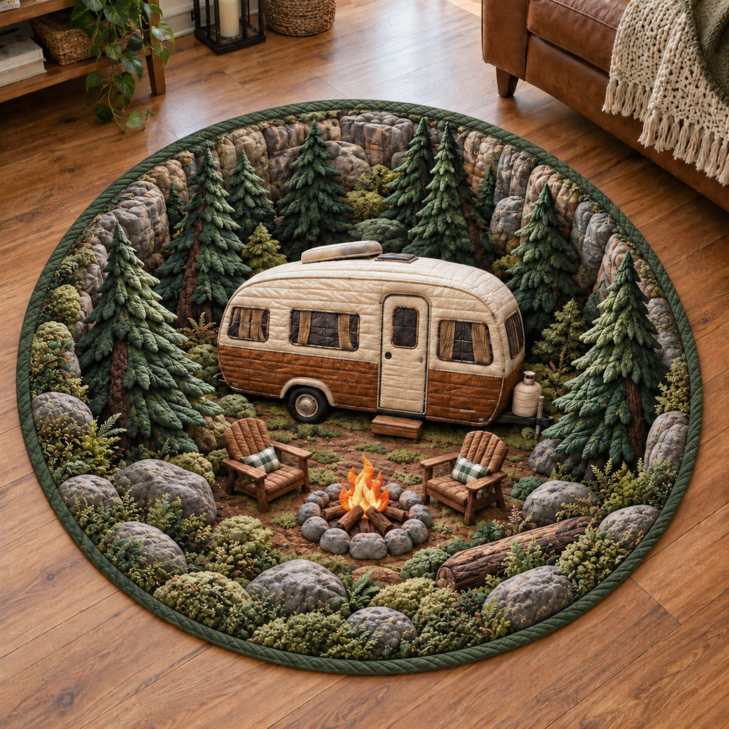 Wilderness Haven Round Mat Rug - Nature Design | Serene Home Decor - washable non-slip printed rug