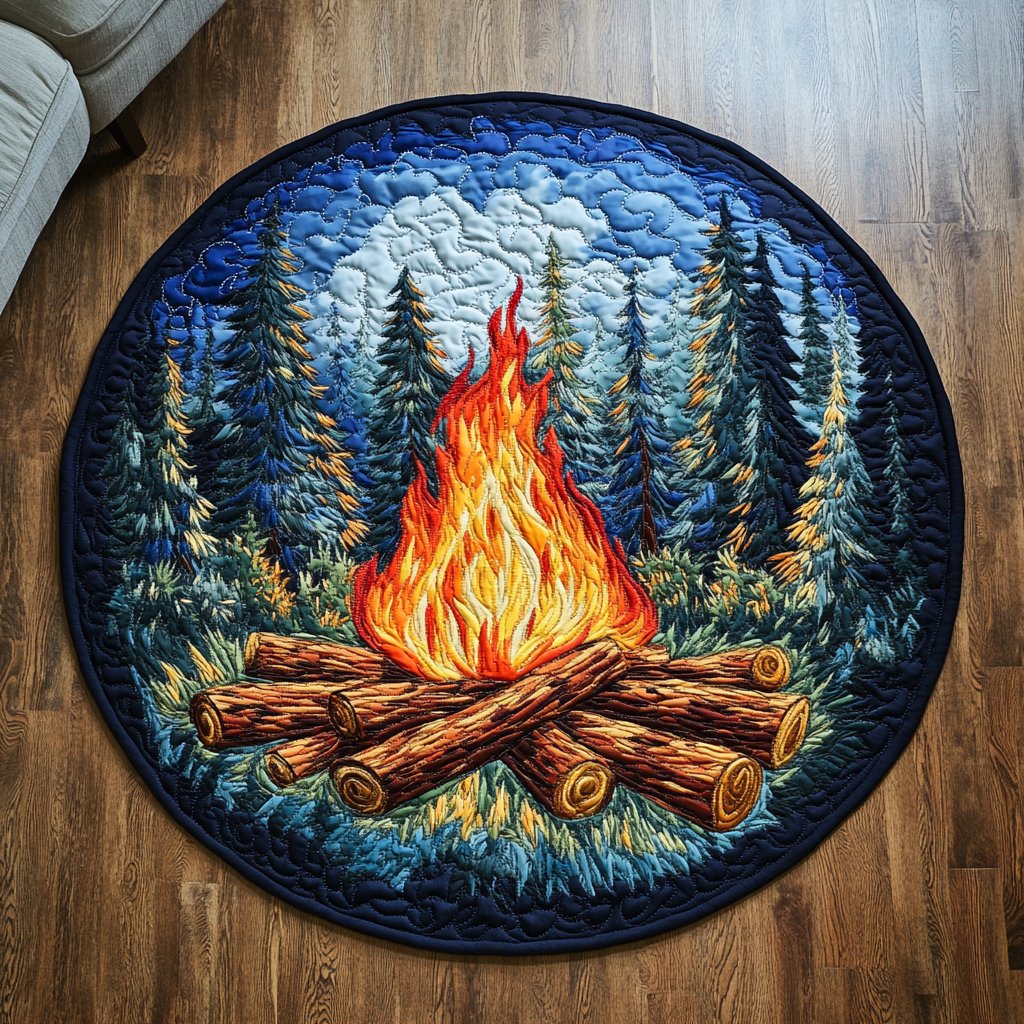 Wildfire Nights Round Mat Rug - Nature Design | Serene Home Decor