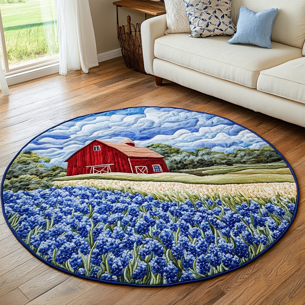 Wildflower Dreams Round Mat Rug - washable non-slip printed rug