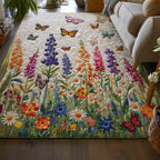 Wildflower Sky area rug in a living room