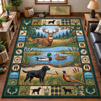Wildlife Hunting area rug in a living room