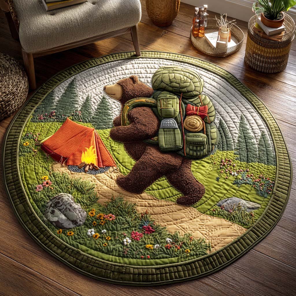 Wildpaw Woods Round Mat Rug - washable non-slip printed rug