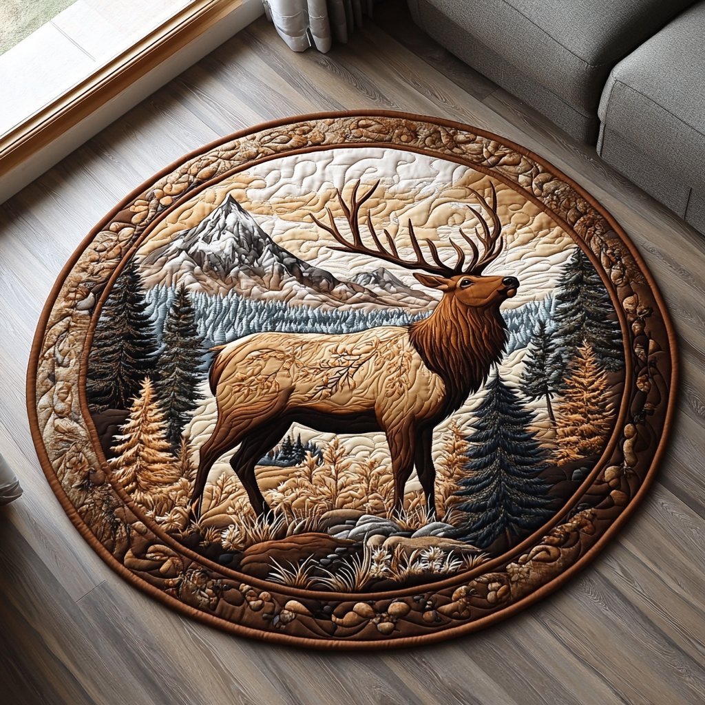 Wildwood Elegance Round Mat Rug - washable non-slip printed rug