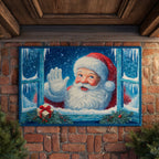 Window Santa Claus Doormat - Seasonal Holiday Design | Printed Welcome Doormat