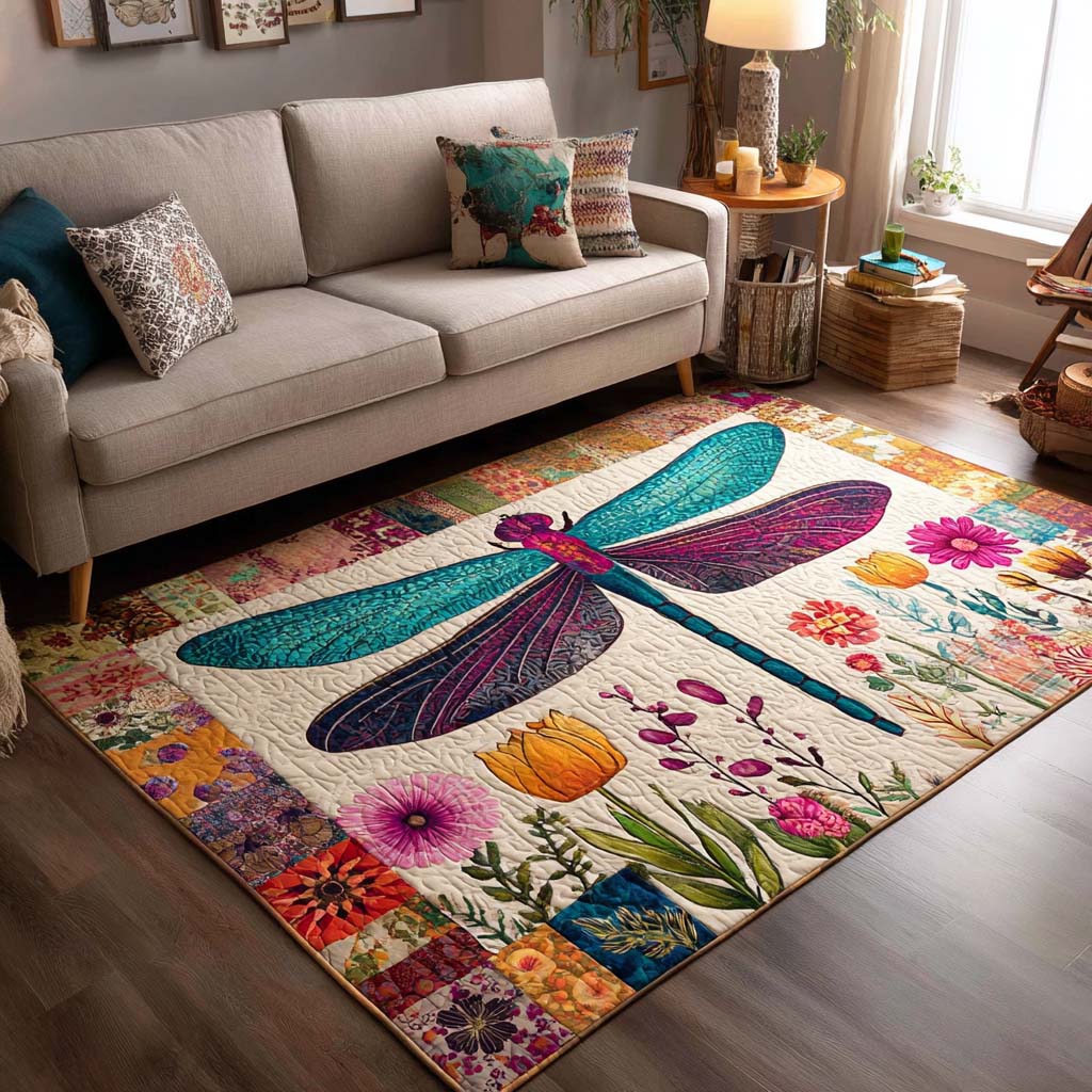 Winged Beauty area rug in a living room