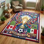 Winged Cup area rug in a living room
