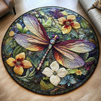 Winged Harmony Round Mat Rug - washable non-slip printed rug