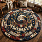 Wings Of Freedom Round Mat Rug - washable non-slip printed rug