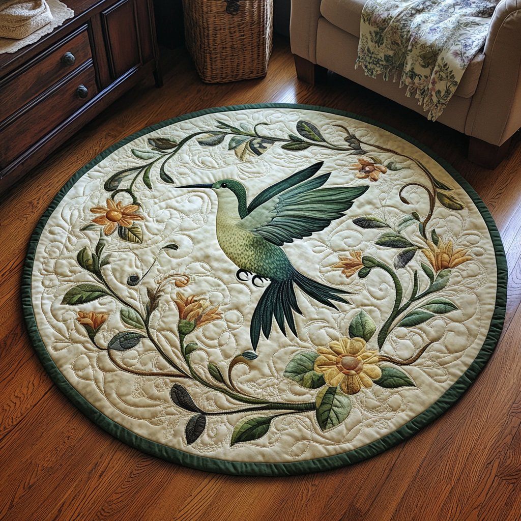 Wings in Flight Round Mat Rug - washable non-slip printed rug
