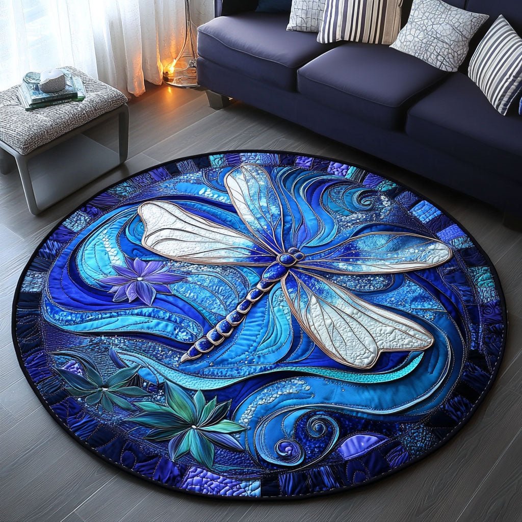 Wings of Elegance Round Mat Rug - washable non-slip printed rug