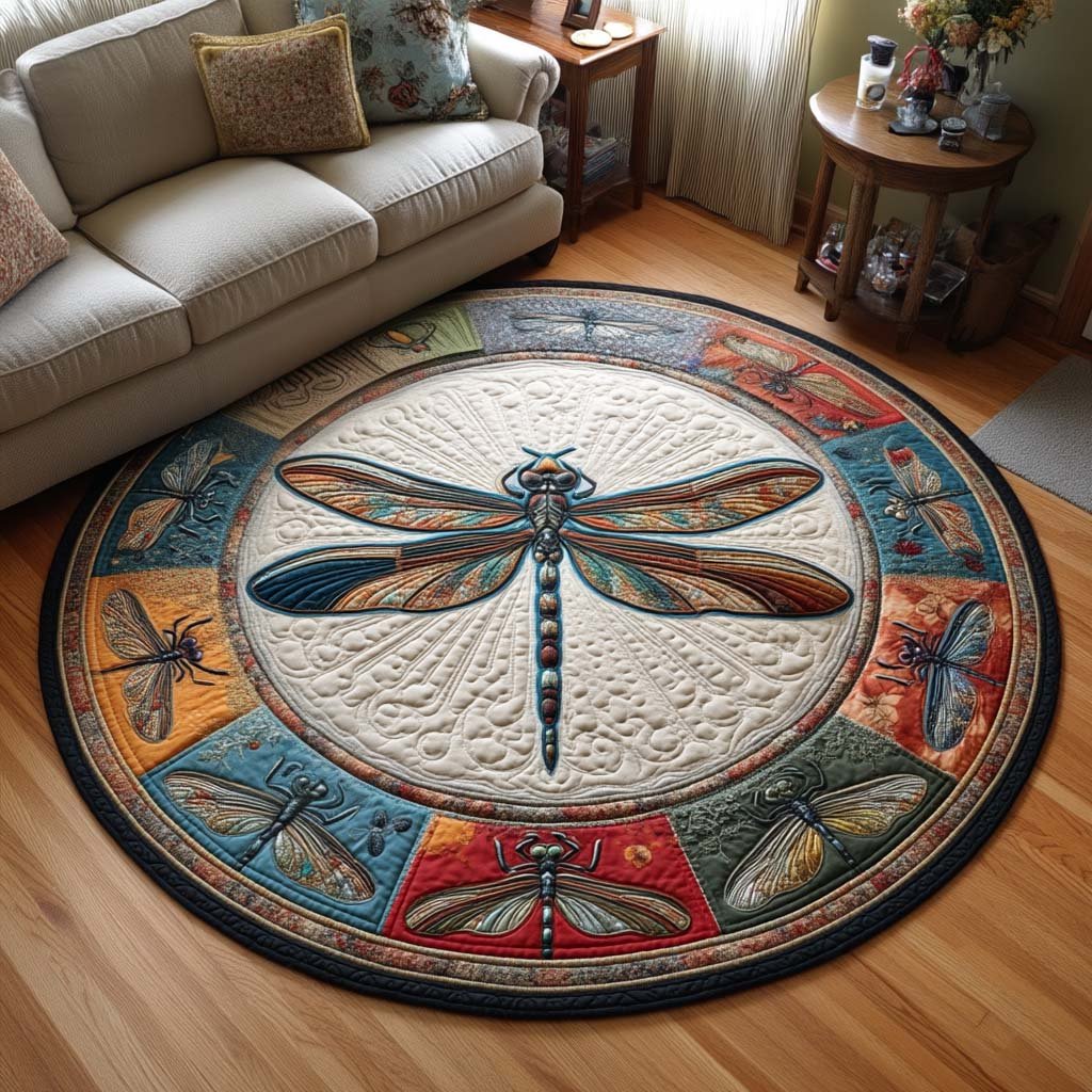 Wings of Grace Round Mat Rug - washable non-slip printed rug