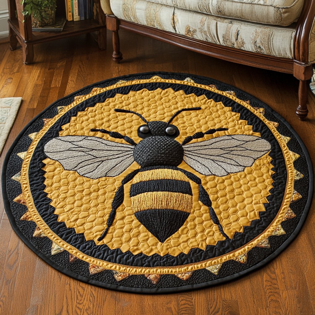 Wings of Nectar Round Mat Rug - washable non-slip printed rug