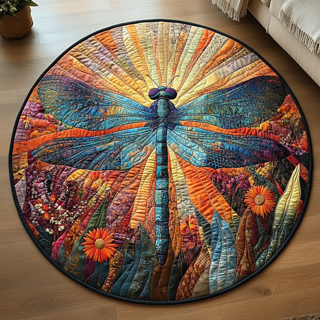 Wings of Wonder Round Mat Rug - washable non-slip printed rug