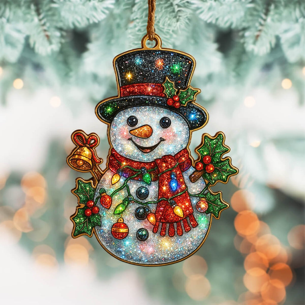 Beaded Top Hat Snowman Christmas Ornament