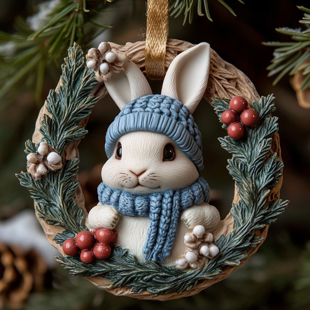 Winter Bunny Christmas Ornament