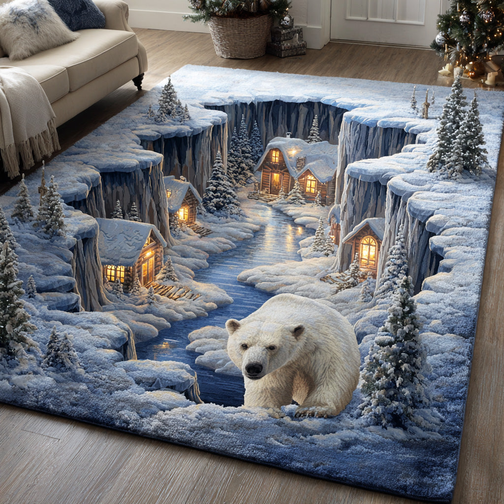Winter Bear area rug in a living room