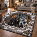 Winter Bear Family area rug in a living room