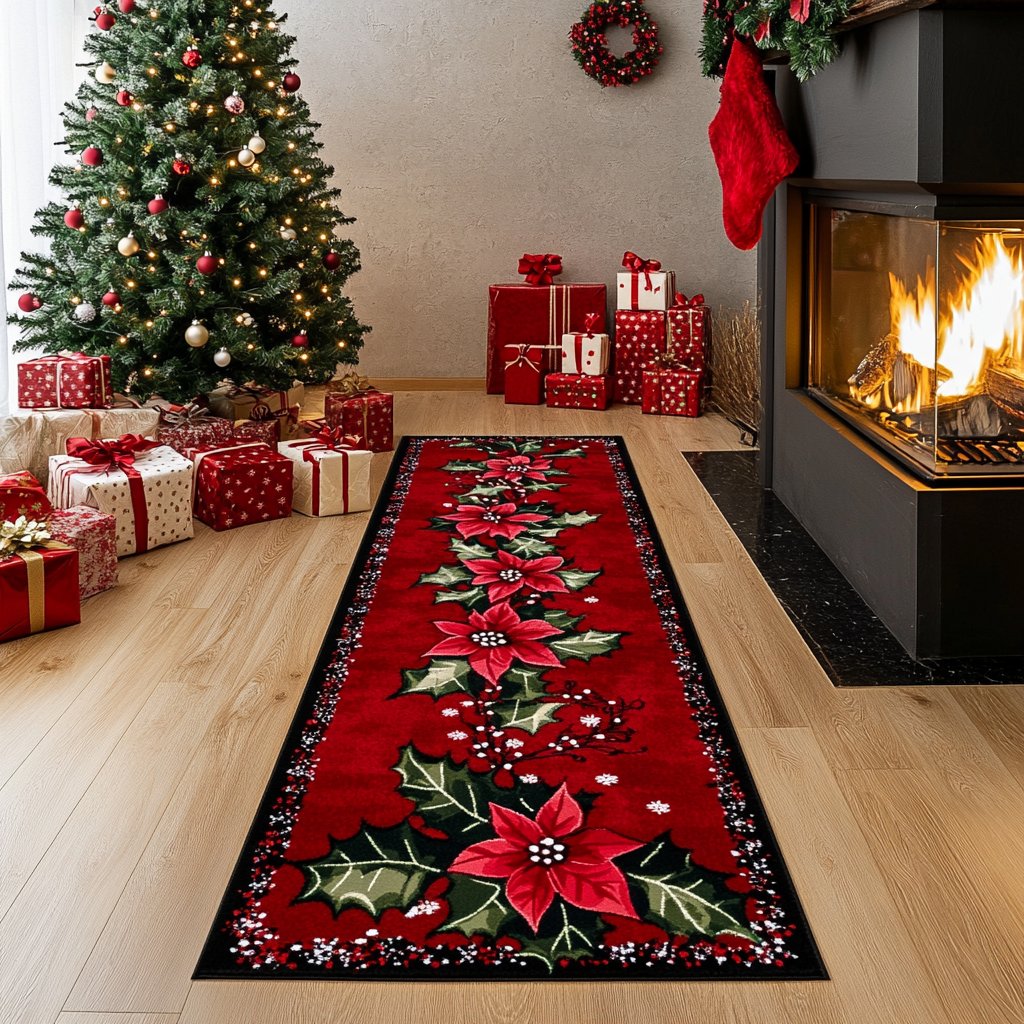 Winter Bloom Runner Carpet Runner Rug - Cute Pet Design | Animal Printed Runner Rug