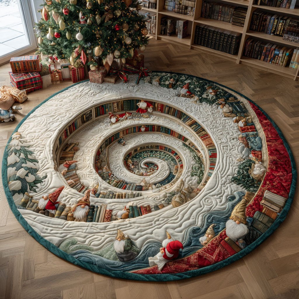 Winter Bookwell Round Mat Rug - washable non-slip printed rug
