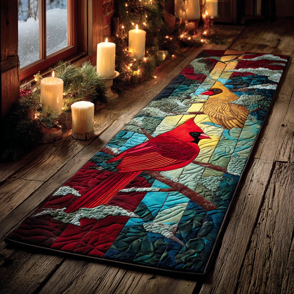 Winter Branch Cardinal Runner Carpet Runner Rug - Cute Pet Design | Animal Printed Runner Rug