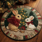 Winter Bunnies Round Mat Rug - washable non-slip printed rug