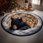 Winter Burrow Round Mat Rug - washable non-slip printed rug