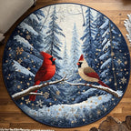 Winter Cardinal Round Mat Rug - Nature Design | Serene Home Decor