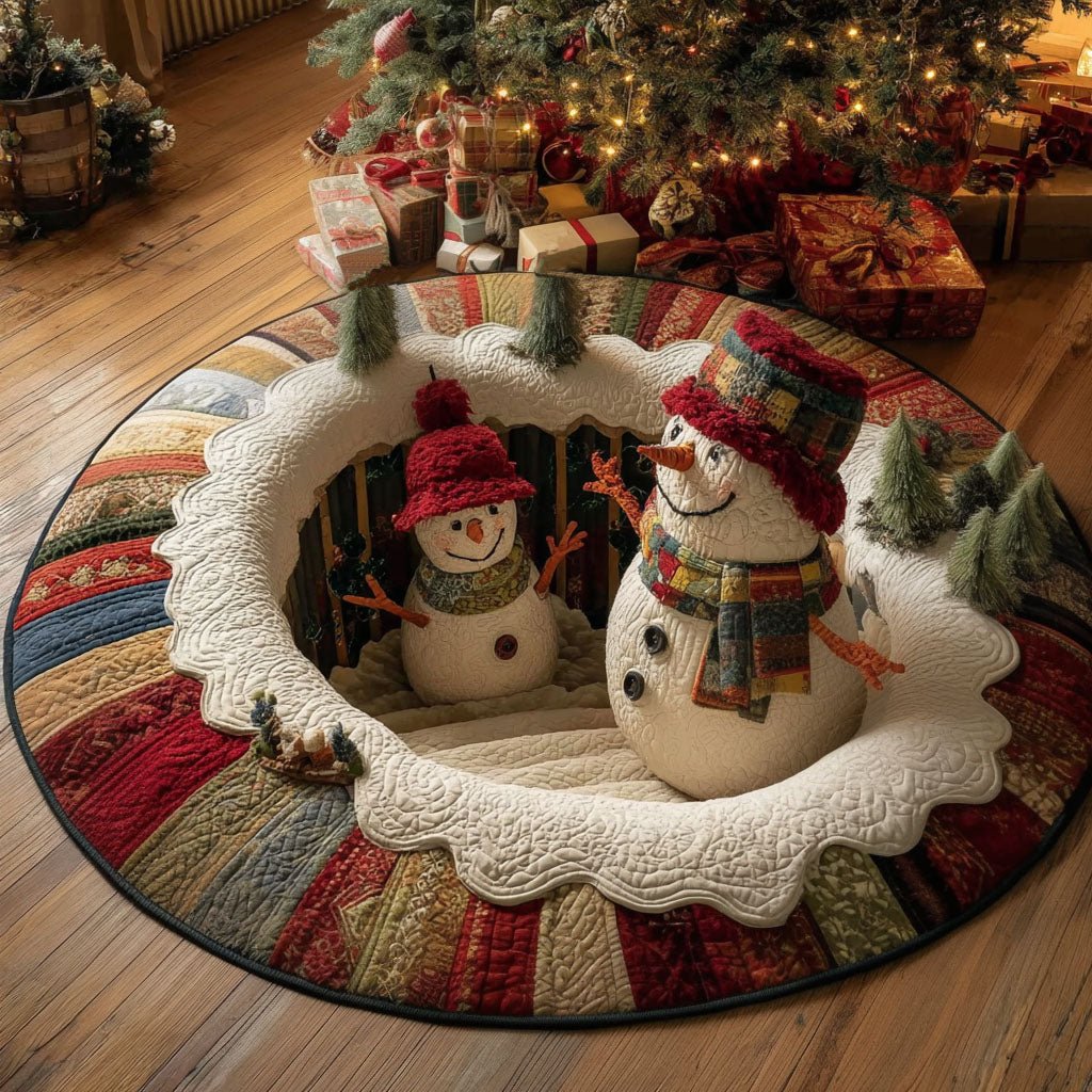 Winter Carol Round Mat Rug - washable non-slip printed rug