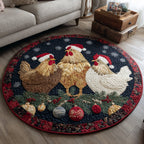 Winter Chicken Round Mat Rug - washable non-slip printed rug