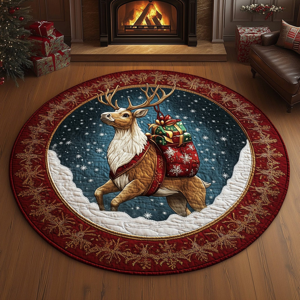 Winter Deer Round Mat Rug - Nature Design | Serene Home Decor
