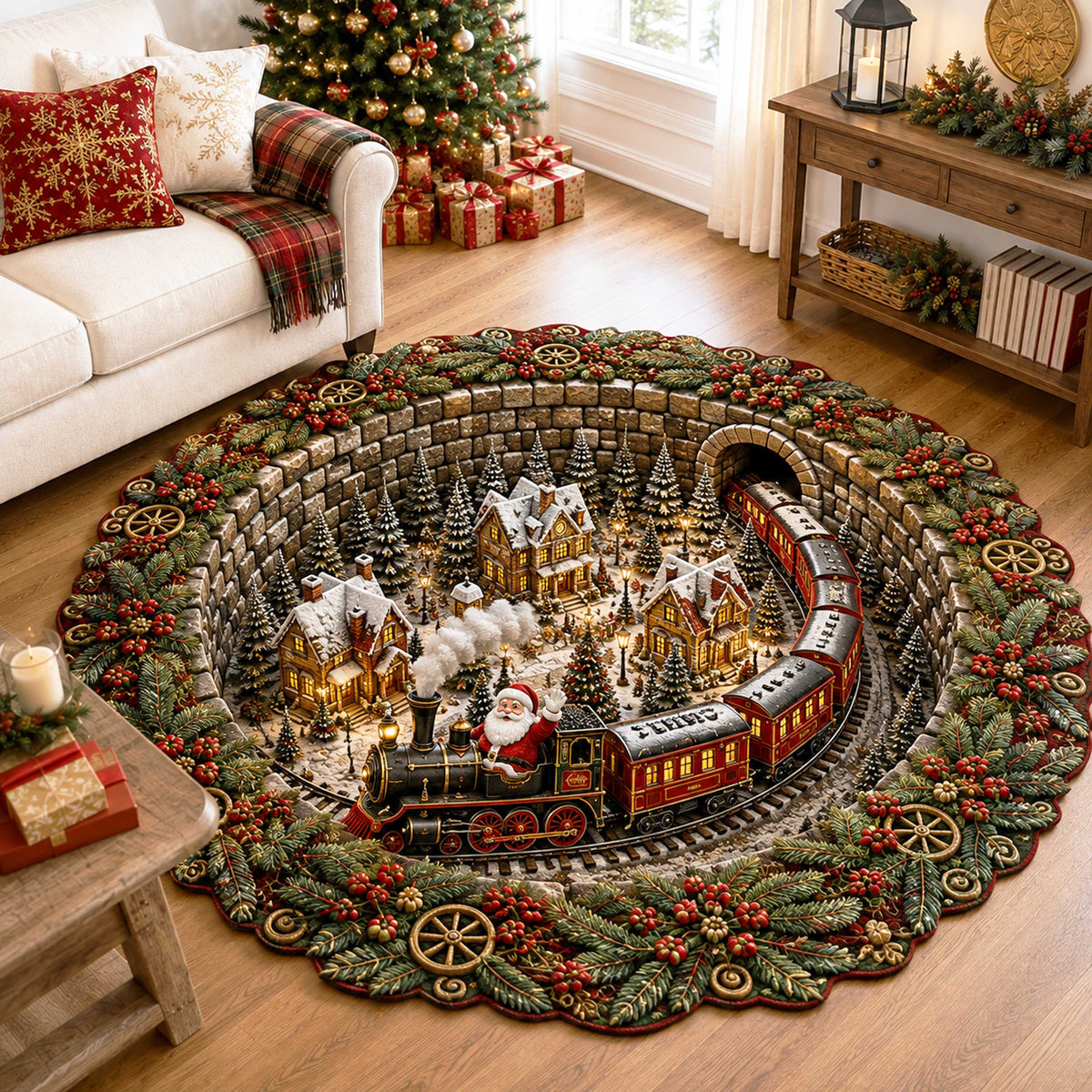 Winter Dreamland Custom Shape Area Rug - Nature Design | Die-Cut Non-Slip Rug - washable non-slip printed rug