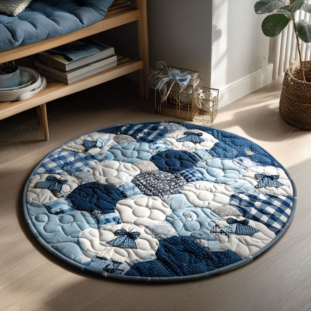 Winter Elegance Round Mat Rug - washable non-slip printed rug