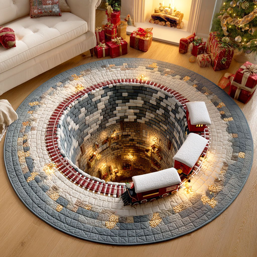 Winter Express Round Mat Rug - washable non-slip printed rug